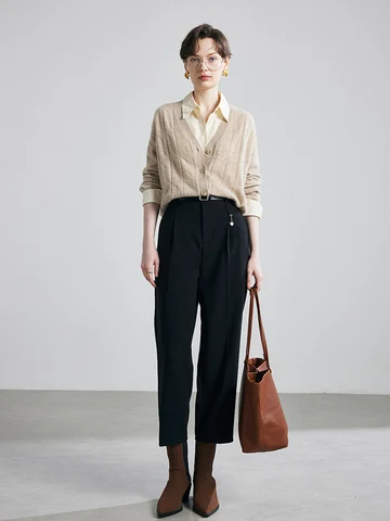 СуяДрим прямые брюки женские из вискозы и спандекса черные/хаки