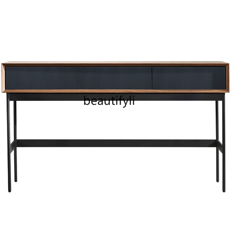 

LBX Italian Console Table Nordic Minimalism Walnut Entrance Cabinet Desk