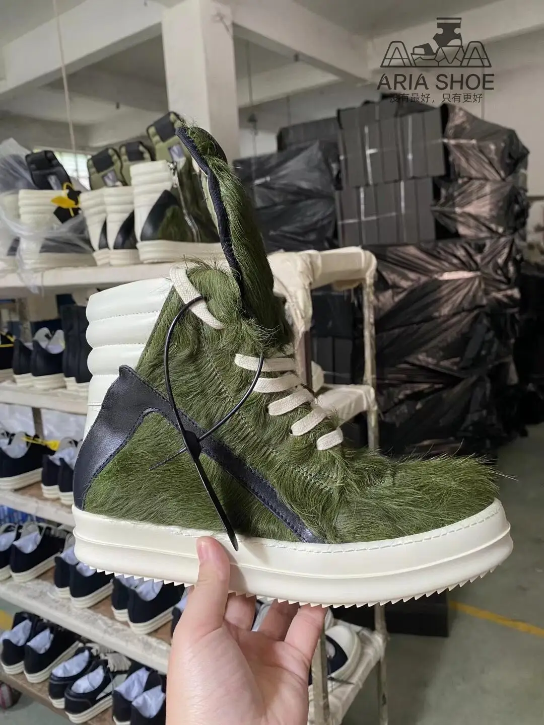 Ricks Classic Army Green Horsehair Geobasket Повседневная обувь Мужчины Owens Высококачественный
