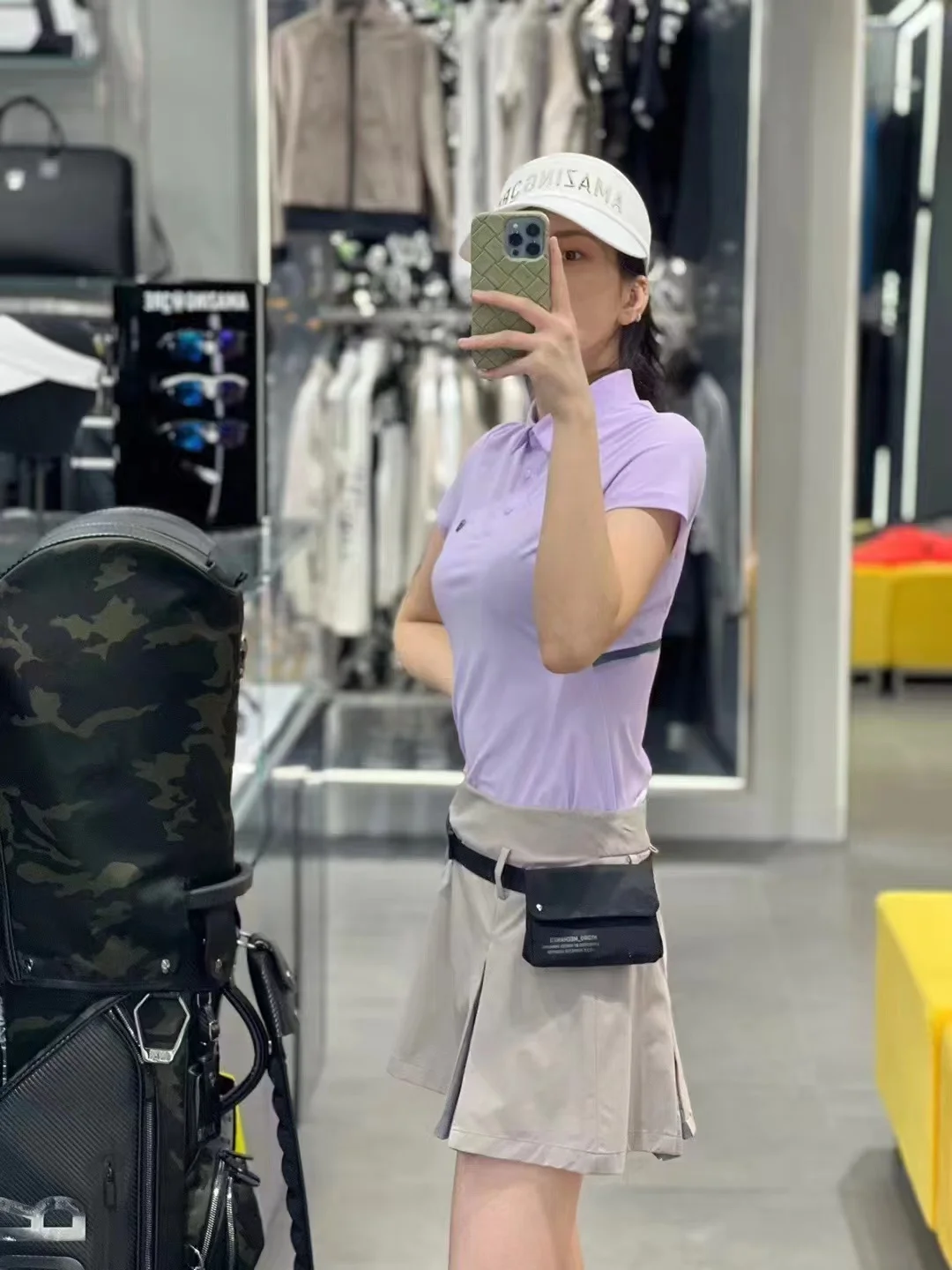 AMAZINGCRE Korean original single golf clothing women's A-line skirt sports slim with waist pack short culottes summer