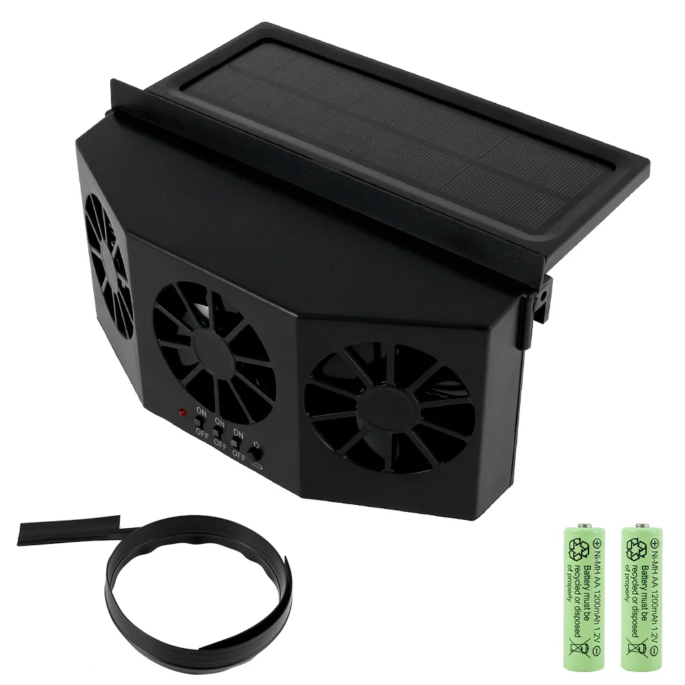 

new Car Circulation Exhaust Ventilation Fan Cooler Vehicle Cooling Tool Solar USB Dual Charging