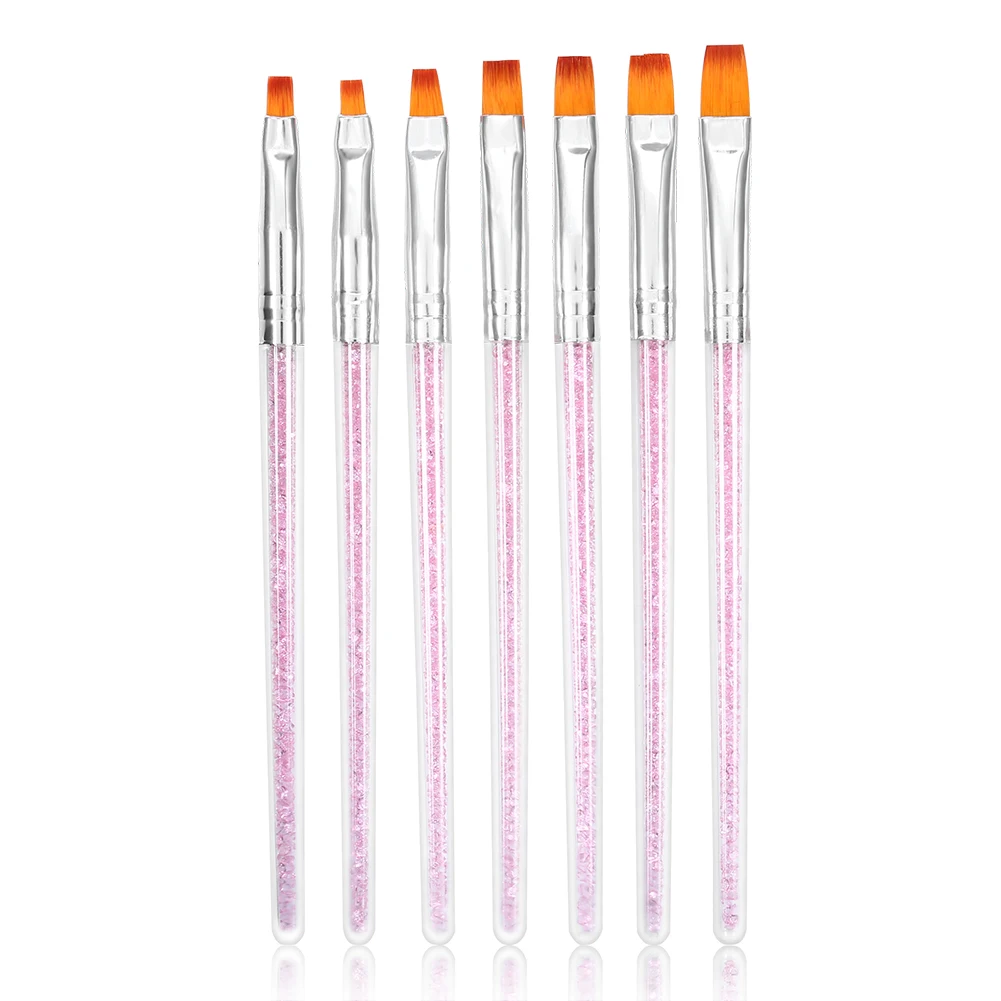 

7pcs Acrylic Nail Art Brush Set Flat Brush Painting Drawing Liner UV Gel 3D Pen Brush Kit