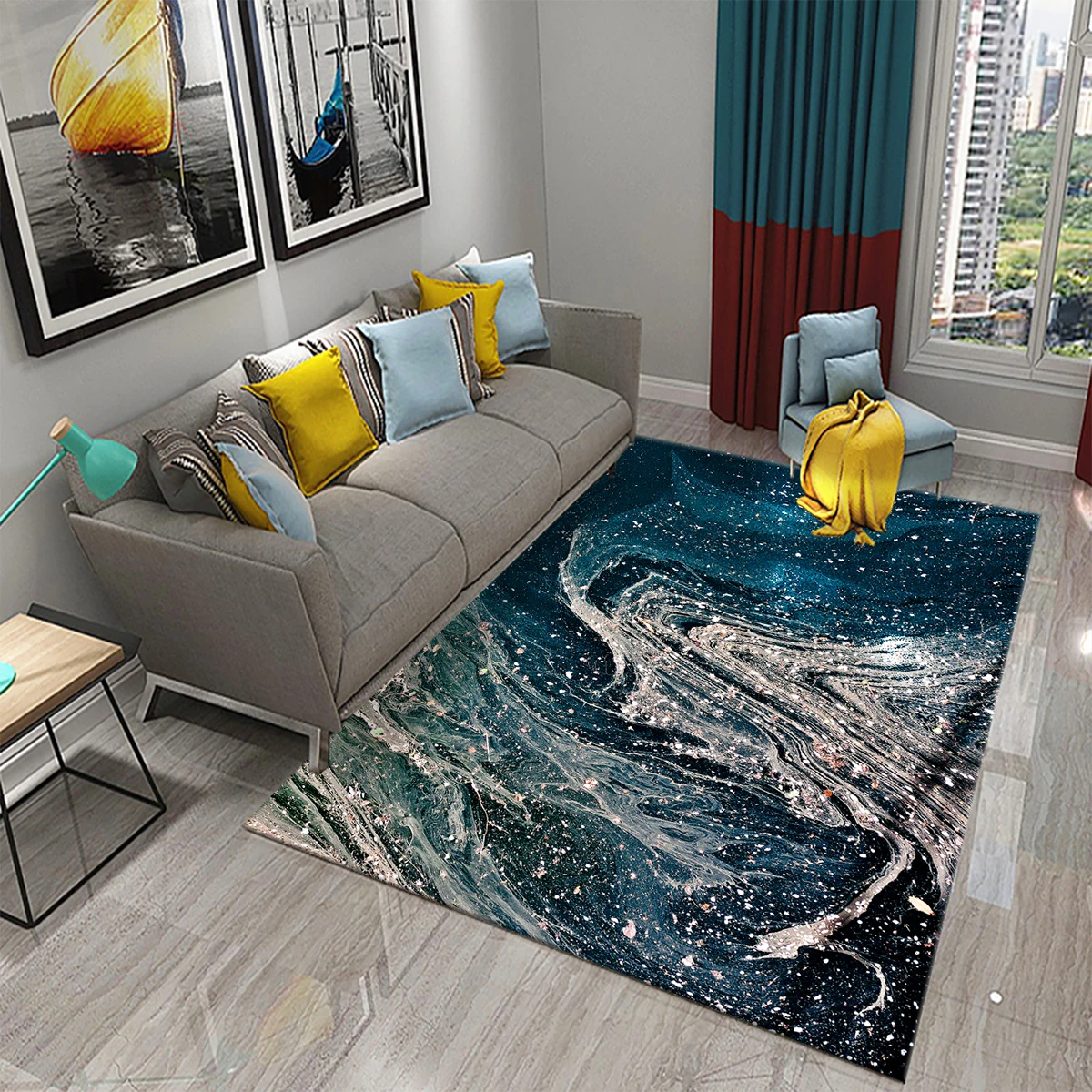 

Dark Green Marbling Carpet Abstract Marble Pattern Rug Golden Stone Texture Rectangle Area Rugs Living Room Bedroom Decor Mats