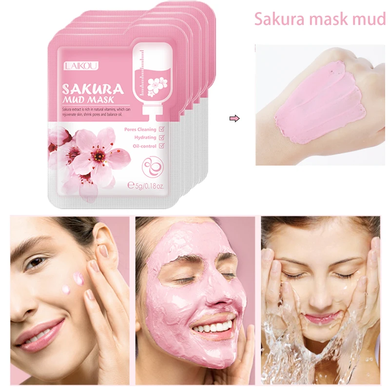 

Japan Sakura Mud Face Mask Anti Wrinkle Night Facial Packs Skin Clean Dark Circle Moisturize Anti-Aging Skin Care For Facecare