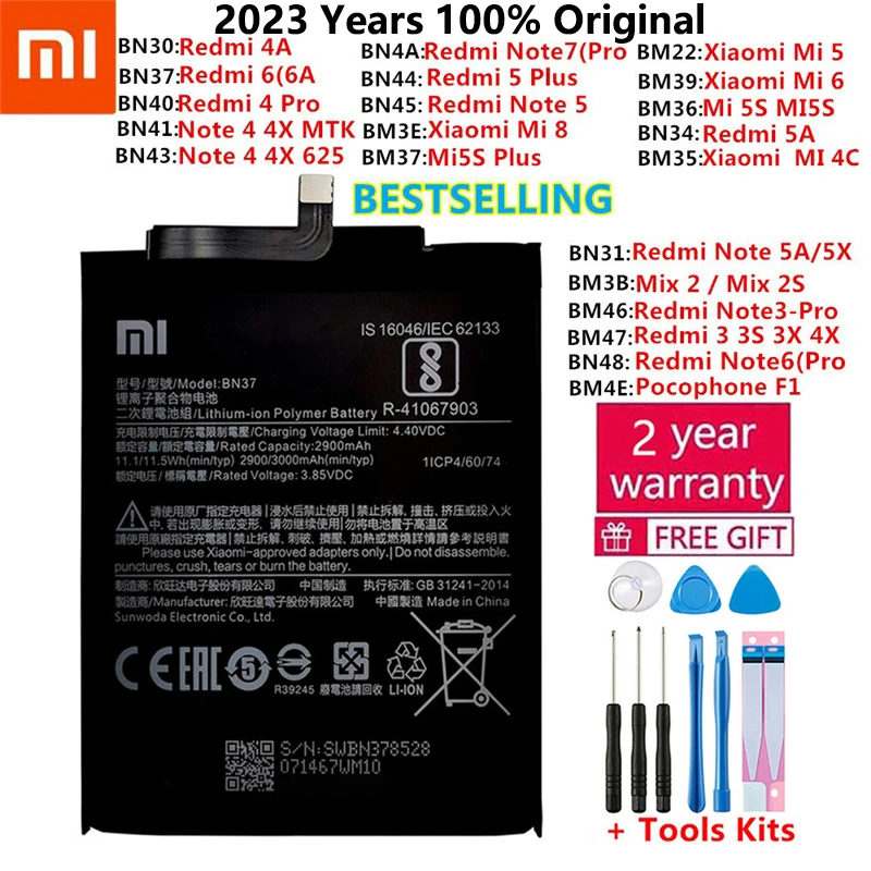 

Xiao Mi Original Phone Battery For Xiaomi Redmi 3 3S 3X 4X 4A 3 pro 5 Plus Note 3 4 4X 5 5A Pro Mi5 Mi 5X Replacement Batteries