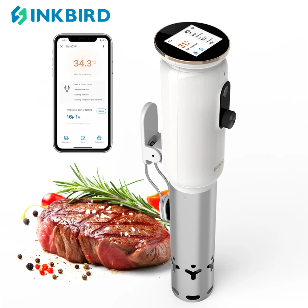 Фото INKBIRD ISV-101W WiFi Sous Vide Плита Точная 0,1 ° Управление C, 3D-нагрев, сигнализация мониторинга и приготовления пищи приложений №1