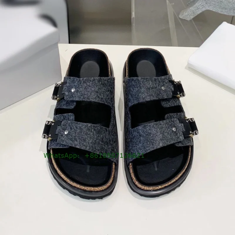 Round Toe Flat Bottom Slip-On Sandals Women'S Muller Slippers Thick-Soled Niche Fashion All-Match Casual Beach Sandals