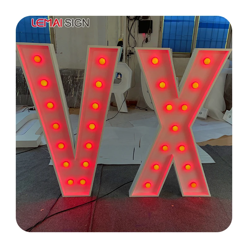 

Wholesale Customized Party LED Glow Giant Letter A-Z Metallic Glow Letter RGB Color XV 3ft 4ft Alphanumeric