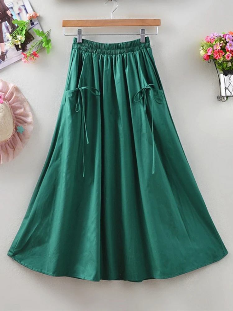 Женская юбка-трапеция с карманами TIGENA однотонная длинная юбка высокой талией в