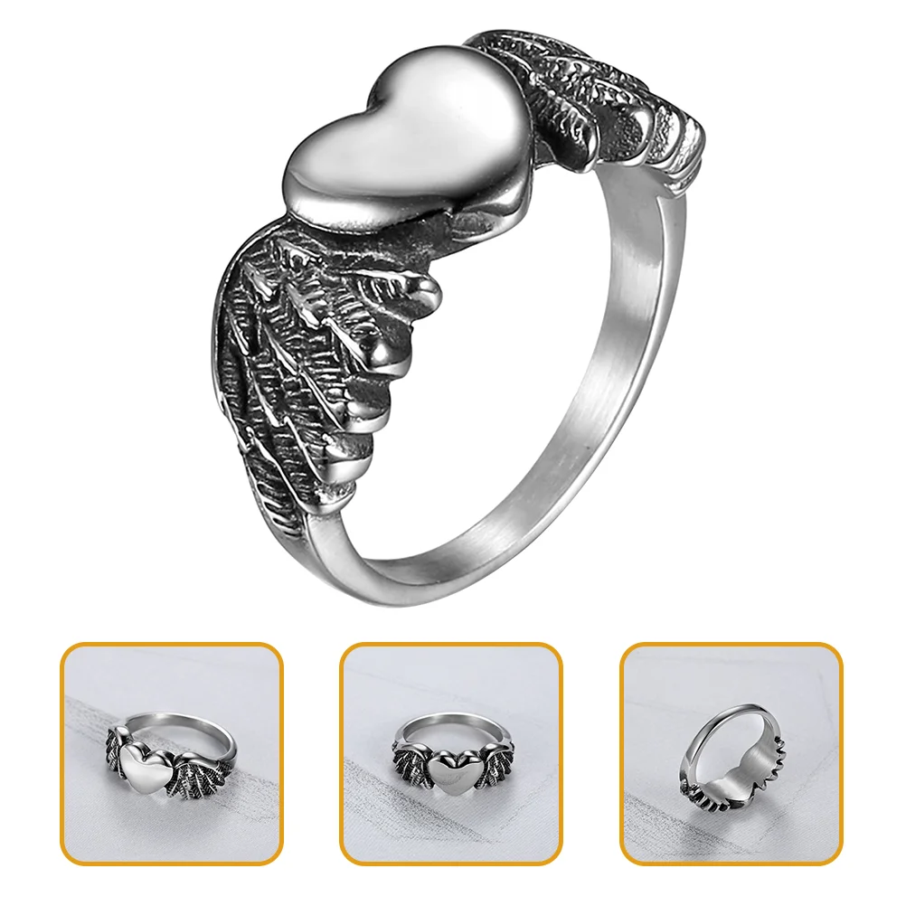 

Ring Finger Ringsheart Girls Decor Jewelryjewelries Personalized Retro Female Fashionable Wing Alloy Decoration Delicate