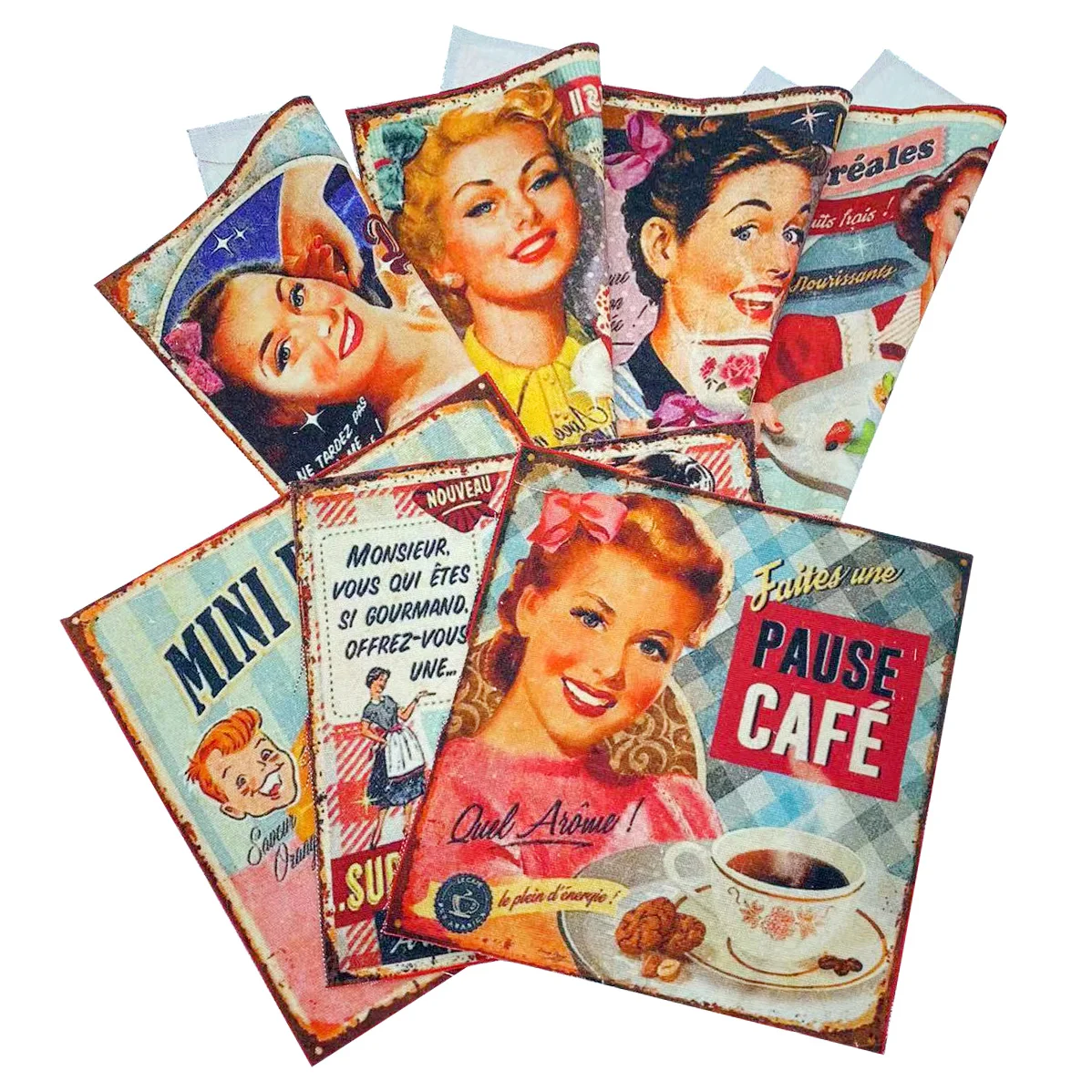 

Cotton 100% canvas Fabric Patchwork diy Sewing Cloth Craft home Decoration Tissue patches Cute Retro girl 15x15cm 7pcs