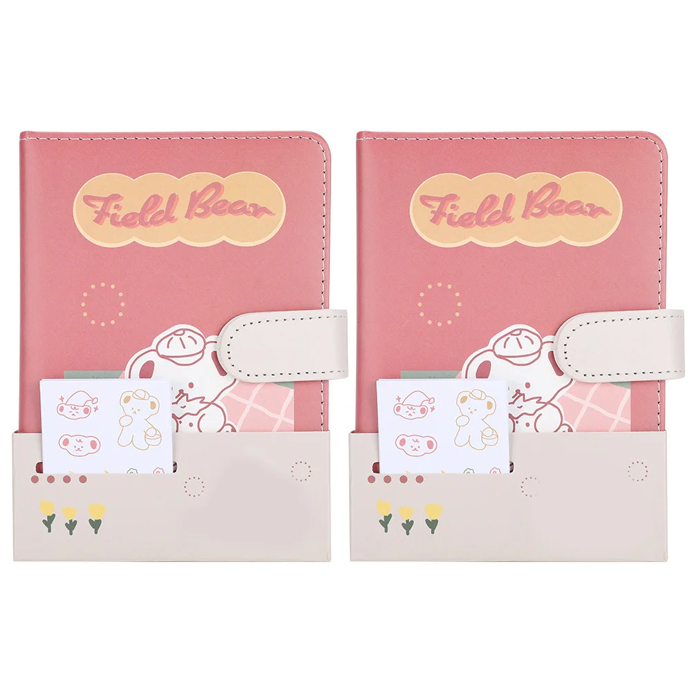 

PU Leather Binder Notebook Field Bear A6 Magnetic Buckle Book Stationery Notepad Plan Note pu pu
