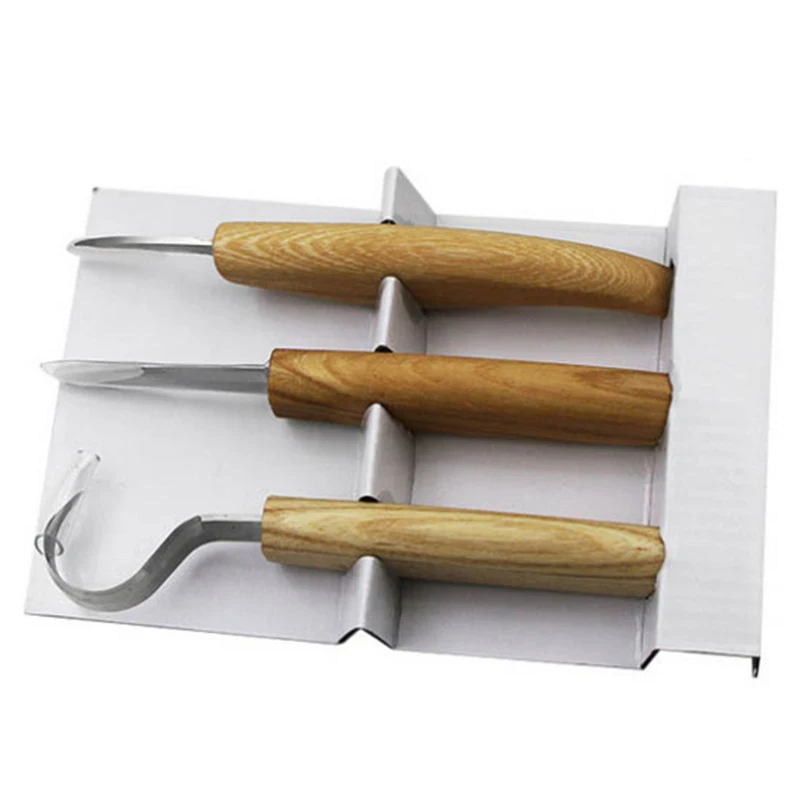 3pcs/set Woodworking Carving Set Stainless Steel Carving Knife Wood Cutting Knife Wood Scraper Spoon Knife Woodworking Tools