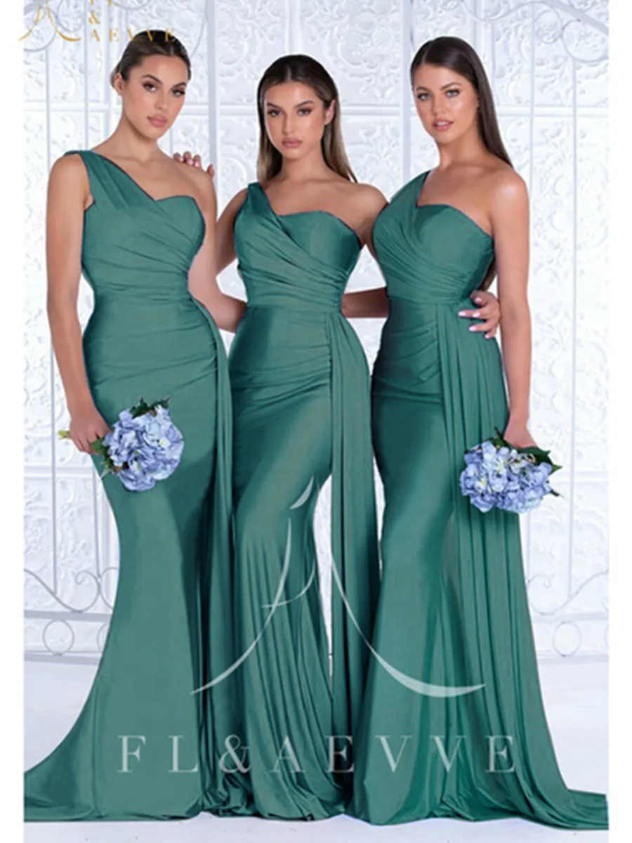 Newest Luxury Bridesmaid Dresses One Shoulder Silk Satin Mermaid Bridesmaid Dresses Lace Up Back Wedding Party Bridesmaid Gowns
