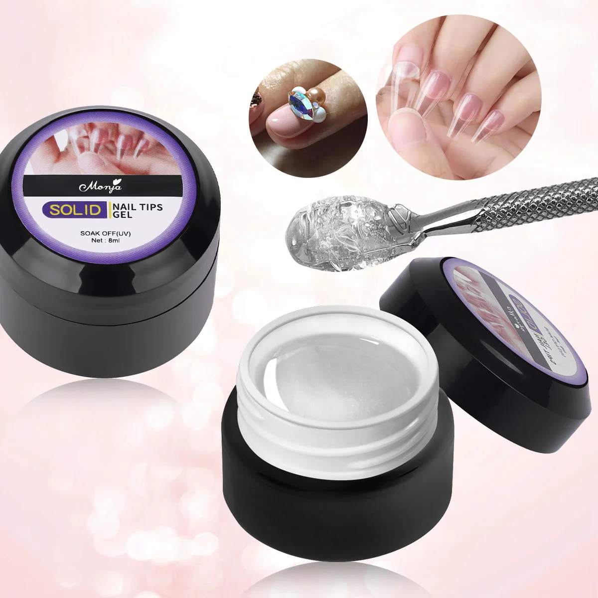 

8ml Easy Stick Solid Nail Patch Gel Gummy Adhesive Bond UV Glue No-Flowing Modelling Stick Tips Clear Solid Nail Art UV Gel