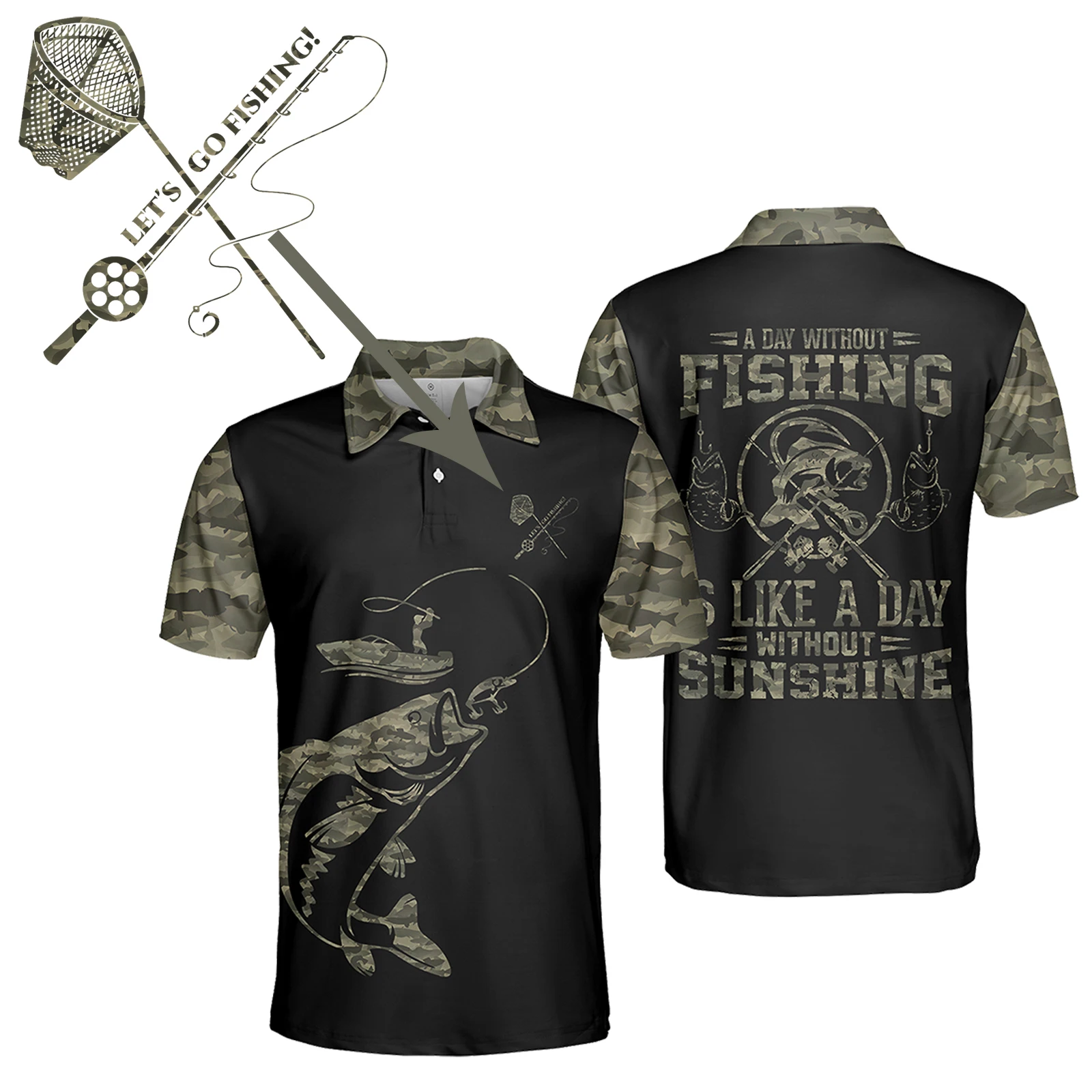 

Jumeast камуфляжная рубашка-поло для рыбалки на карпа для мужчин, подарок для мужа, спортивные футболки, унисекс, мешковатая одежда для рыбы и о...