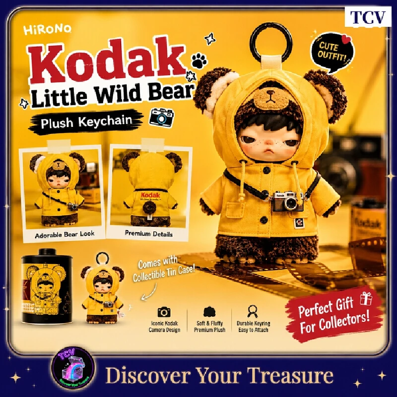 Фото Плюшевая фигурка Tcv Popmart Hirono Kodak на блистерной карточке, коллекционная, подвеска-украшение, подарки на праздники и дни рождения №1