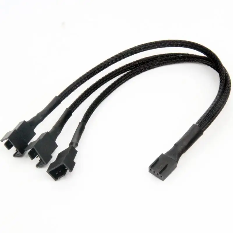 

Computer Fan Line Nylon Mesh Chassis Temperature Control Mainboard Fans Cable 4pin Extension Cable 3 Sockets Pwm Fan Cable Line