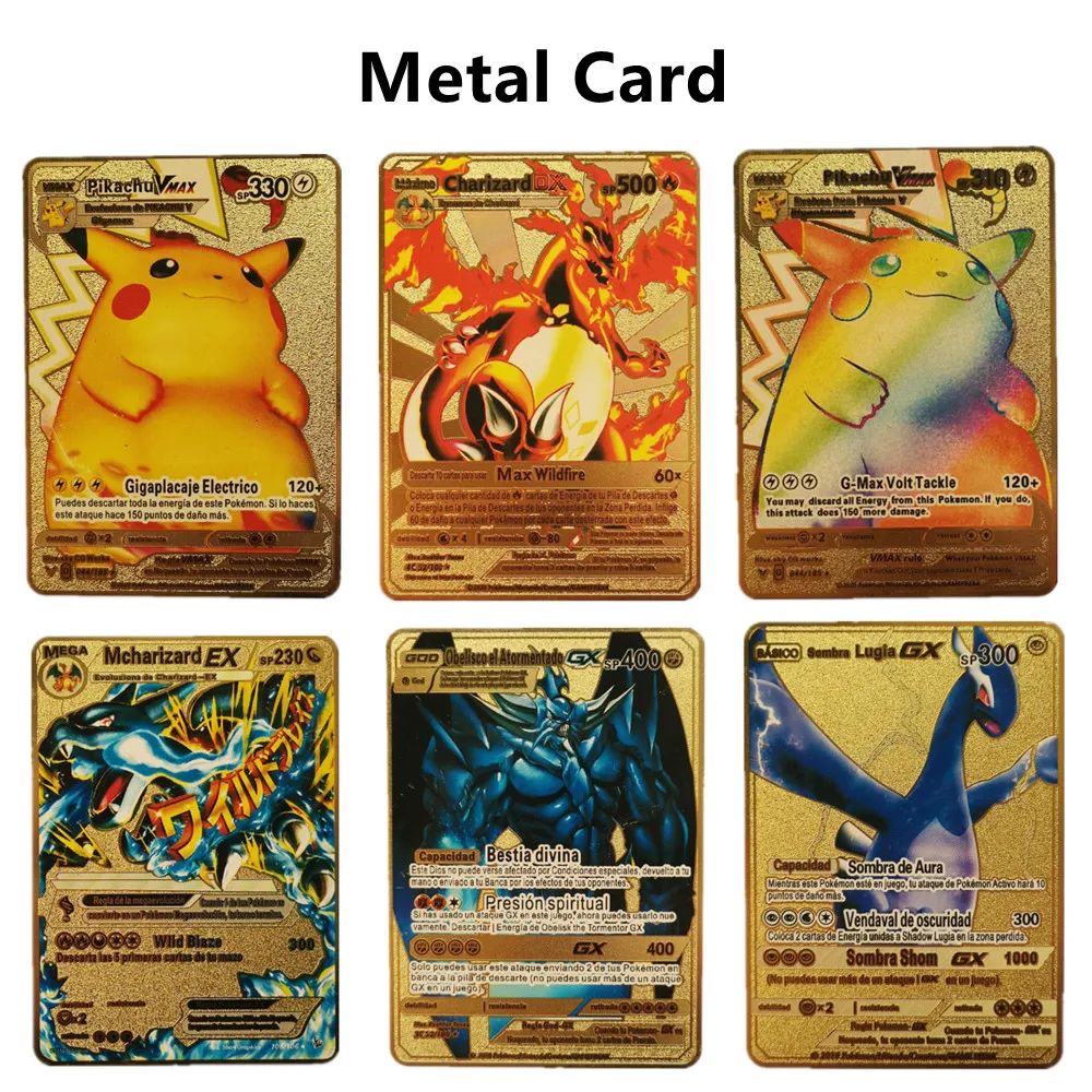 Металлические Покемоны английские железная карта детская игрушка Vmax Коллекция