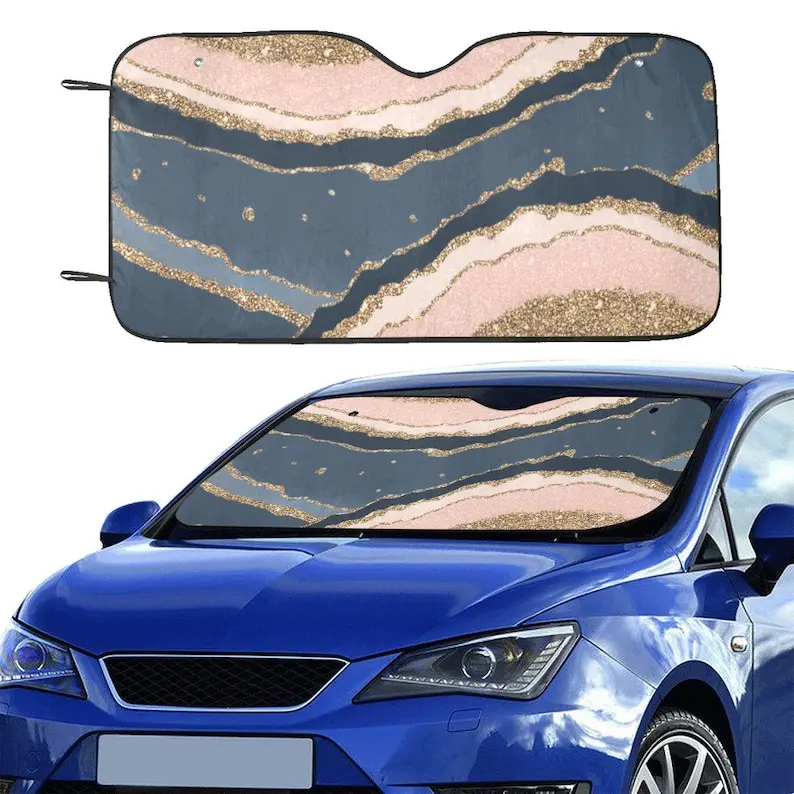 

Синие румяна в стиле бохо, блеск, мраморный автомобильный солнцезащитный козырек для лобового стекла, милый абстрактный Агат, солнцезащитный козырек, аксессуары для автомобиля