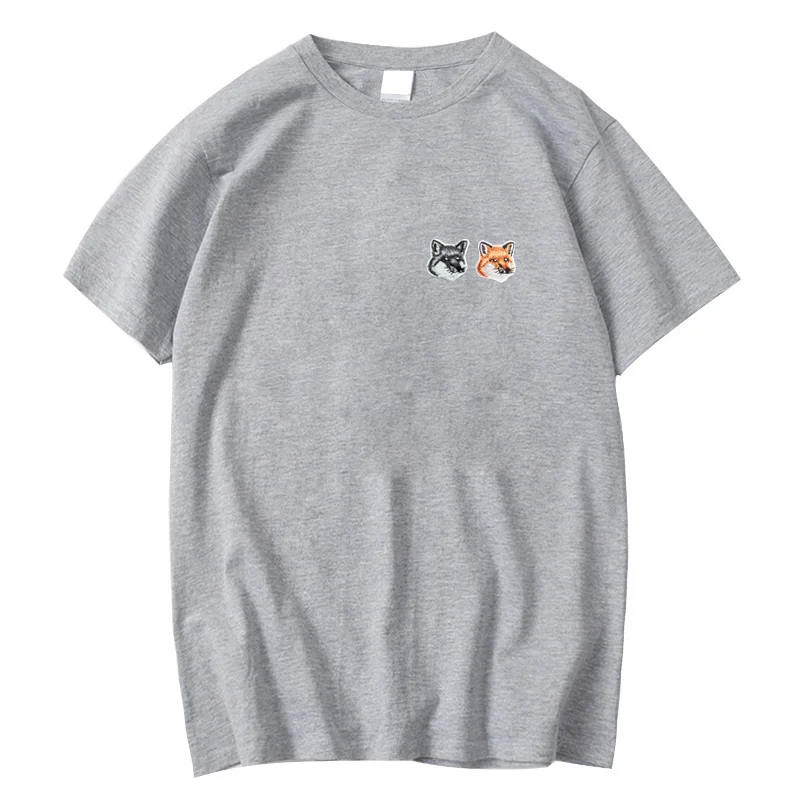 

Мужская модная брендовая футболка Maison Fox с вышитым логотипом, эластичная хлопковая футболка, Мужская Уличная Свободная Повседневная футбол...