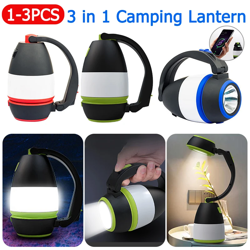 

3 в 1, светодиодный фонарь для кемпинга, портативный фонарь для кемпинга