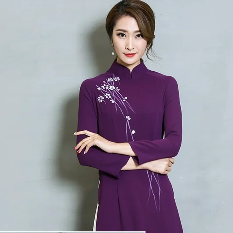 Мода 2024 весна-лето новое вьетнамское платье для женщин элегантное Cheongsam