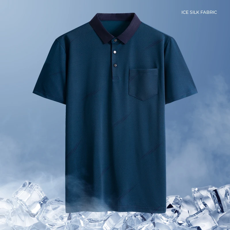 

2022 Summer New Middle-aged Men's Father Summer Short-sleeved T-shirt Middle-aged Men's Ice Silk Lapel POLO Clothing for Male