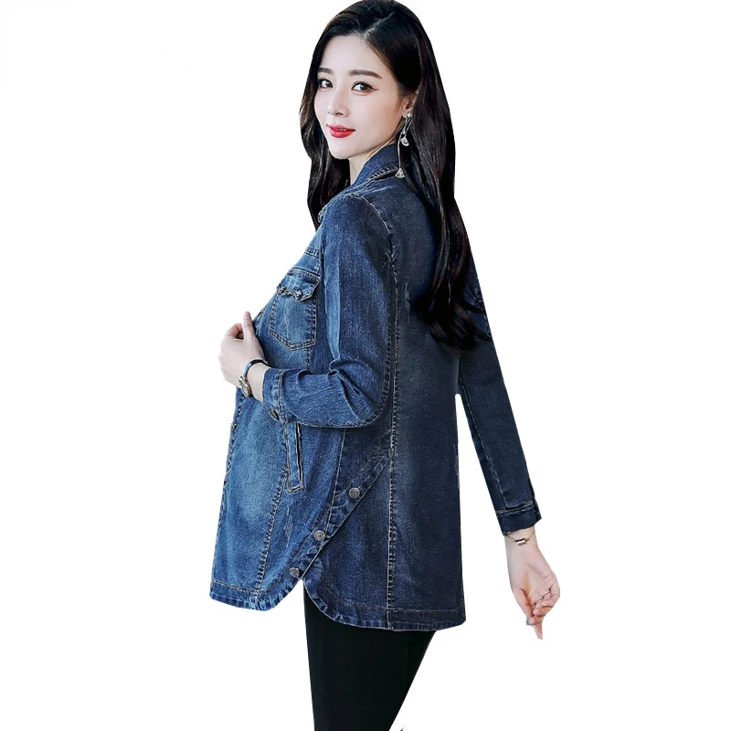 

New Loose Denim Jacket Women Fashion Pocket Korean Casual Spring Autumn Jeans Coat Wild Elegant Female Outewear
