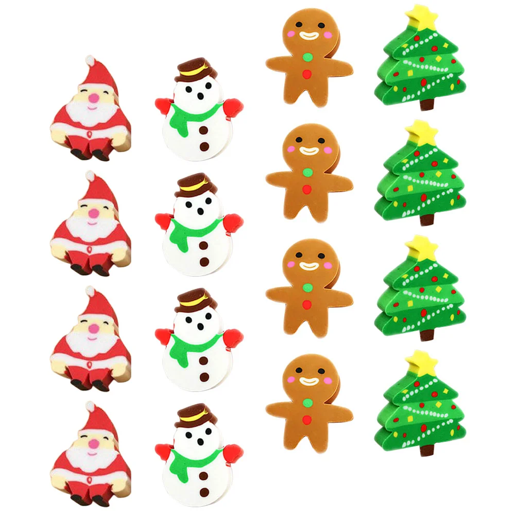 

Erasers Christmas Eraser Kidspencil Filler Tree Puzzle Snowman Santa Man Goodie Bags Gingerbread Claus Xmas Holiday Students