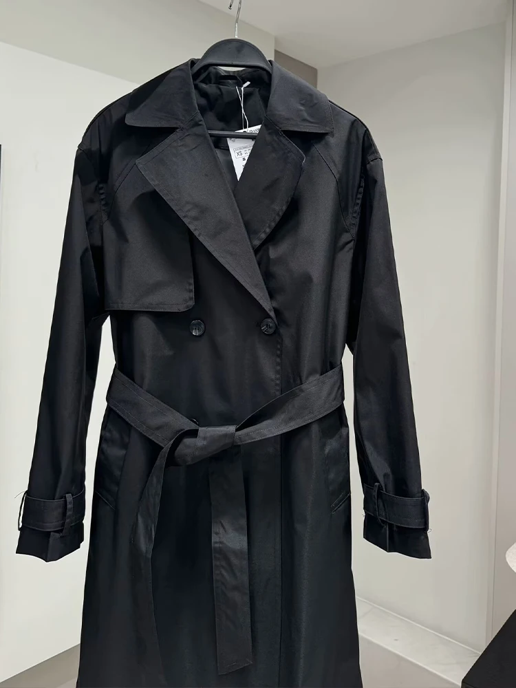 2024 осенне-зимняя новая женская мода темпераментный пояс длинный лацкан рукав