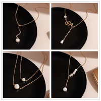 mix new trendy fashion gold silver color pearl chokers necklaces leaf pigeon pendant necklaces for women bijoux collier femme