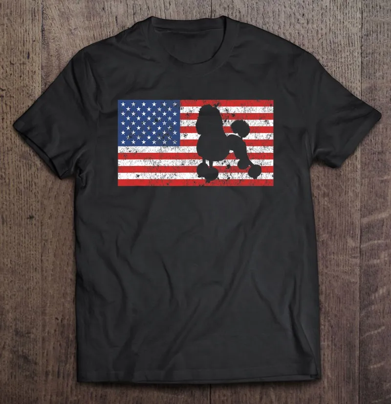 

Футболка мужская с принтом в виде пуделя, с флагом 4 июля