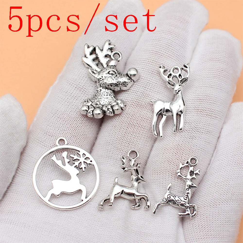 

Wholesale Components Accessories For Jewelry Elk Charms 5pcs/set