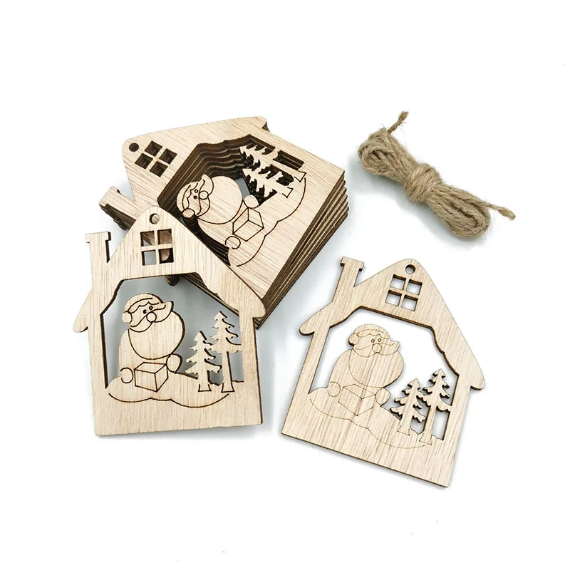 

Деревянные новогодние украшения 10 шт