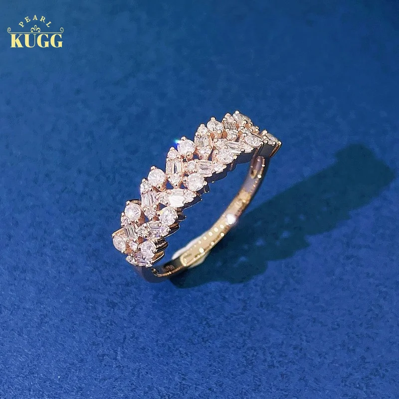KUGG 18K белые или розовые золотые кольца настоящие натуральные бриллианты блестящие пшеничные серьги Элегантные бриллиантовые ювелирные изделия для женщин
