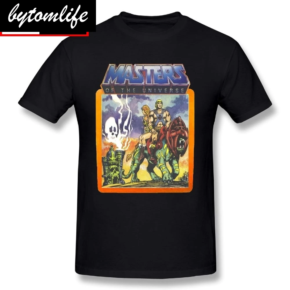 

Men's He-Man Masters of the Universe Battlecat and Teela T-Shirts Graphic T Shirts Mens Short-Sleeve Pure Cotton Tees