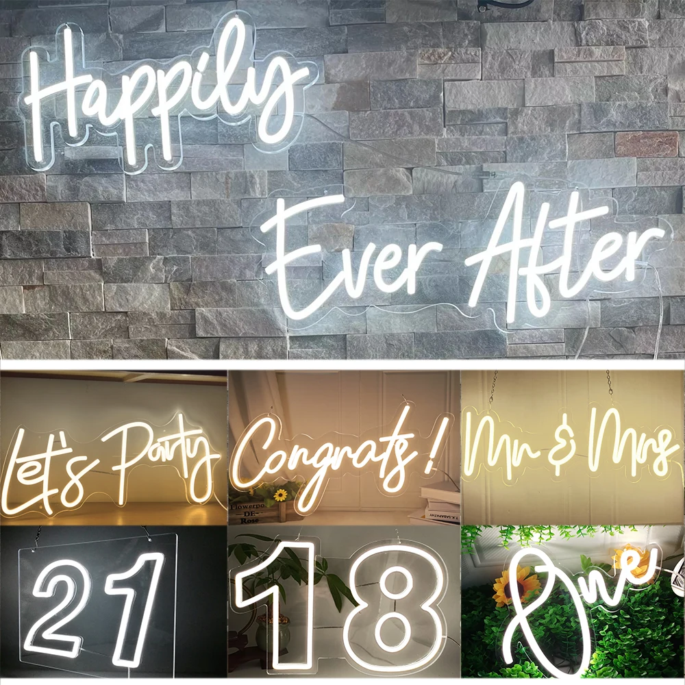 Birthday Party Neon Sign Customizable Wall Mounted LED Sign for Bar Club Wedding Birthday Home Party Decoration Light Sign