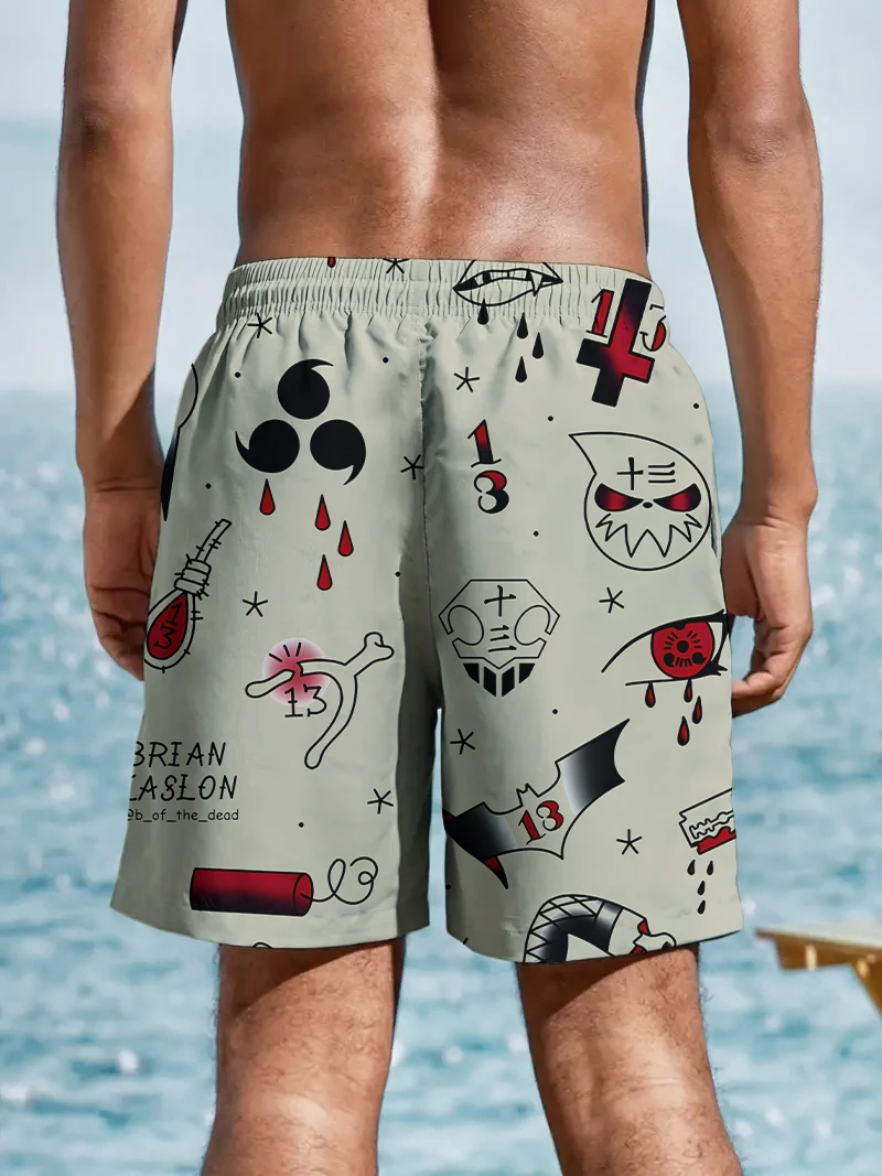 Шорты мужские пляжные в стиле ретро свободные удобные дышащие быстросохнущие