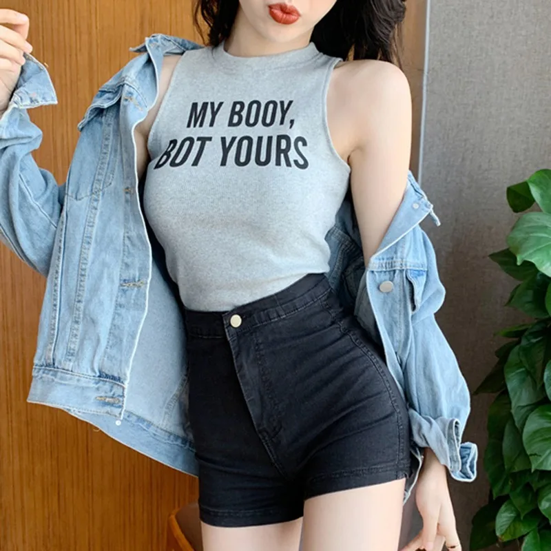 Летний женский укороченный топ с буквенным принтом женские сексуальные