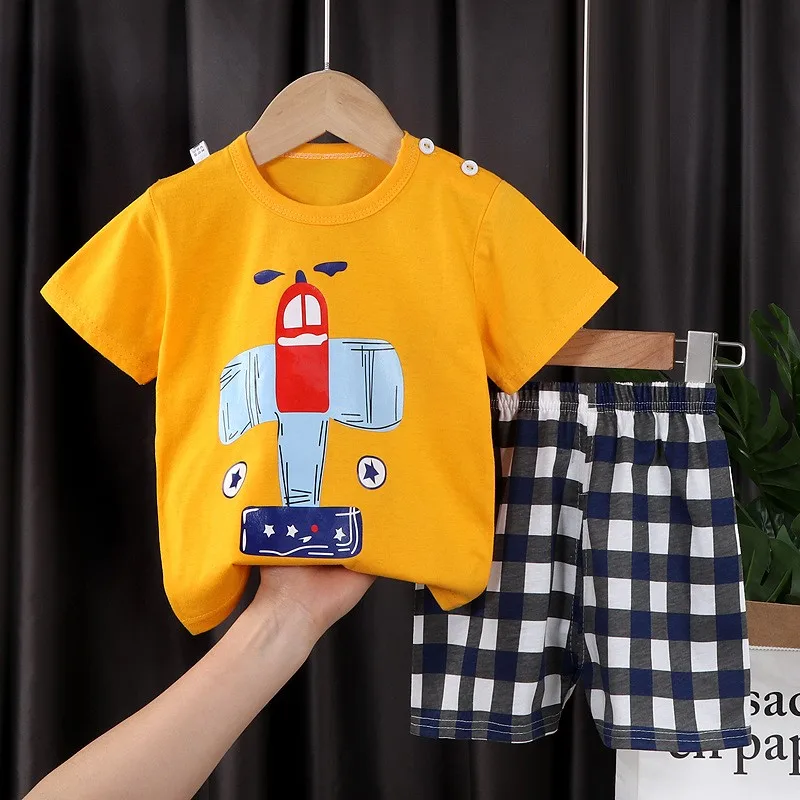 

1 2 3 4 Years Old Toddler Outfits 2023 Summer Short Sleeve Sets Casual Printing Boys T Shirts Shorts Suit Kids Clothes Cotton