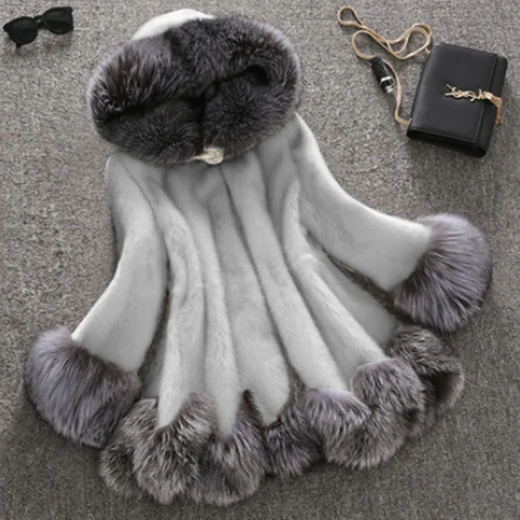 Winter 2022 Mink-fur Fashion Women's Plus-size Coat, Long Mink-fur Casual Coat, Women's Fox-fur