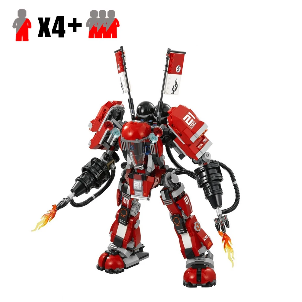 

Ninja Series 70615 Moc Building Blocks Fire Mech 1001pcs+ Figures Creative Assembly Bricks Toys Diy Gifts