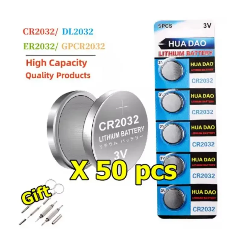 50/20/10PCS CR2032 3V Lithium Battery 210mAh For Watch Toy Calculator Car Key CR 2032 DL2032 ECR2032 Button Coin Cells