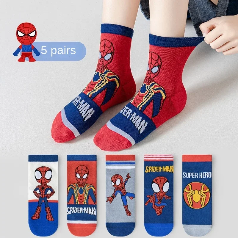 Детские носки с изображением Человека-паука Marvel модные очаровательные теплые