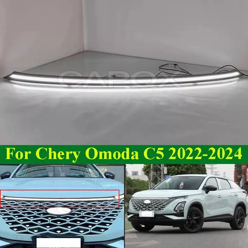 

CAPQX светодиодный дневной ходовой фонарь, фара для Chery OMODA C5 2022-2024, передний бампер, головной фонарь, гриль, светильник