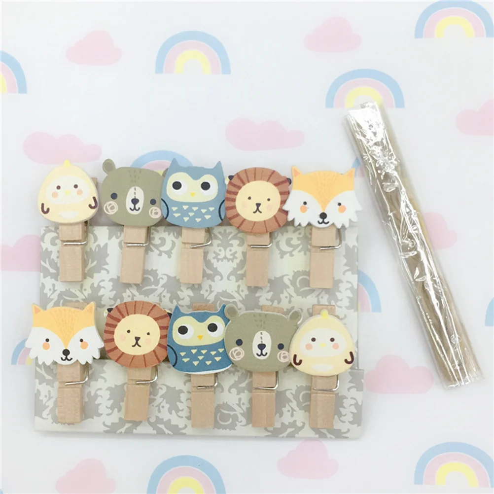 

Clips Clothespins Photo Wooden Paper Pegs Wood Hanger Postcard Message Picture Cute Twine Jute Mini Cartoon Holder