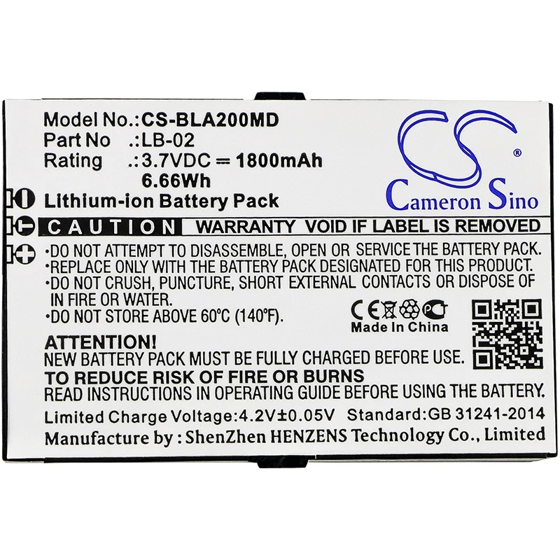 

Cameron Sino 1800mAh Battery For BIOLIGHT Bolate 12-100-0001 LB-02 A2 A3 A4 A5 A6 A8 Q5