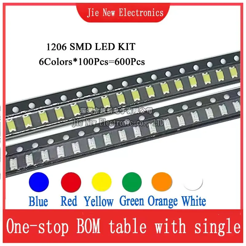 Фото JXDZXL 5730 5050 3528 1206 0805 0603 0402 Комплект светодиодных диодов SMD Белый Красный Синий Зеленый Желтый Оранжевый 600 ШТ = 6 цветов x 100 ШТ. №3