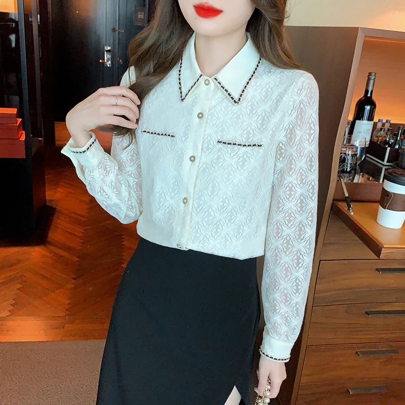 

Простая, но шикарная однотонная женская рубашка на пуговицах для любого случая, элегантная и универсальная женская блузка во французском стиле